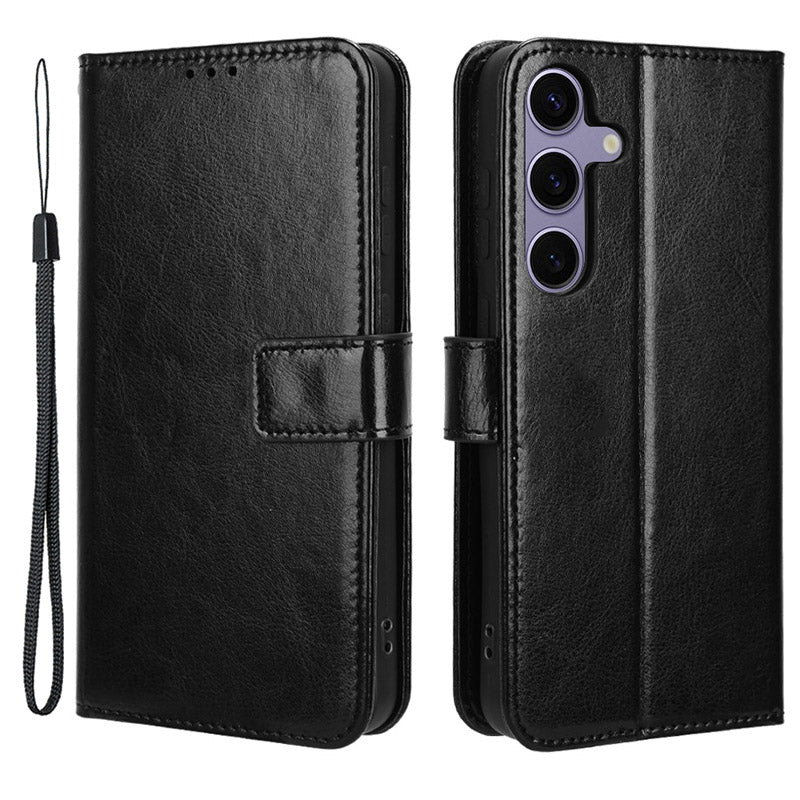 For Samsung Galaxy S24 Leather Case Phone Wallet Crazy Horse Pattern - Black For Samsung Galaxy S24 Leather Case Phone Wallet Crazy Horse Pattern - Black